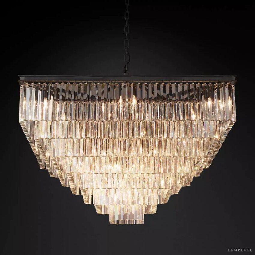 Odeon Deco Prism Tiered Square Chandelier 47"
