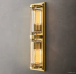 Savile Crystal Block Double Round Wall Sconce