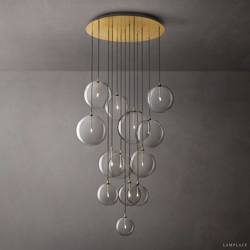 Lucelle Glass Globe Cluster Chandelier 44"