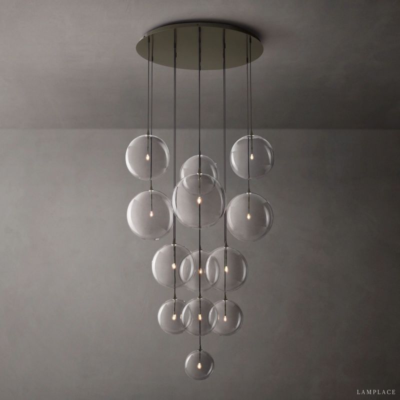 Lucelle Glass Globe Cluster Chandelier 44"