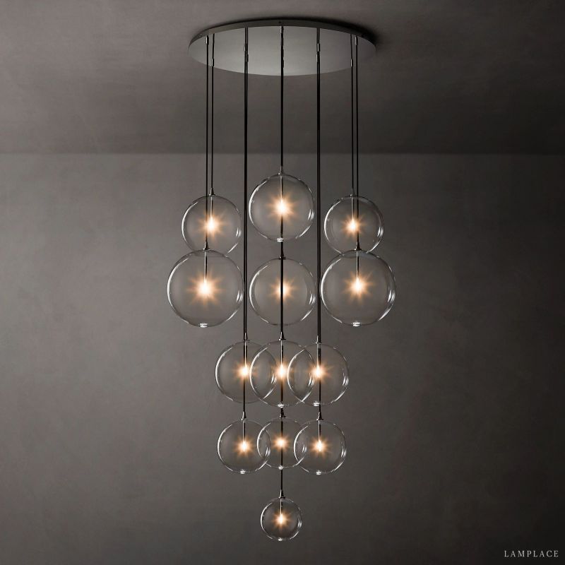 Lucelle Glass Globe Cluster Chandelier 44"