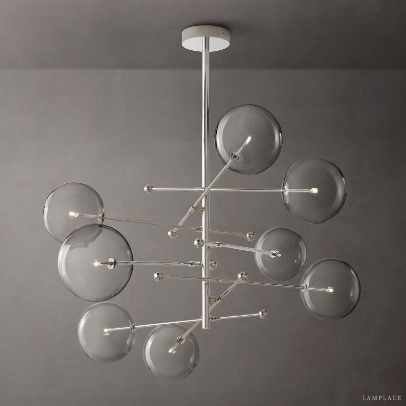 Lucelle Glass Globe Eight-Arm Chandelier 79"