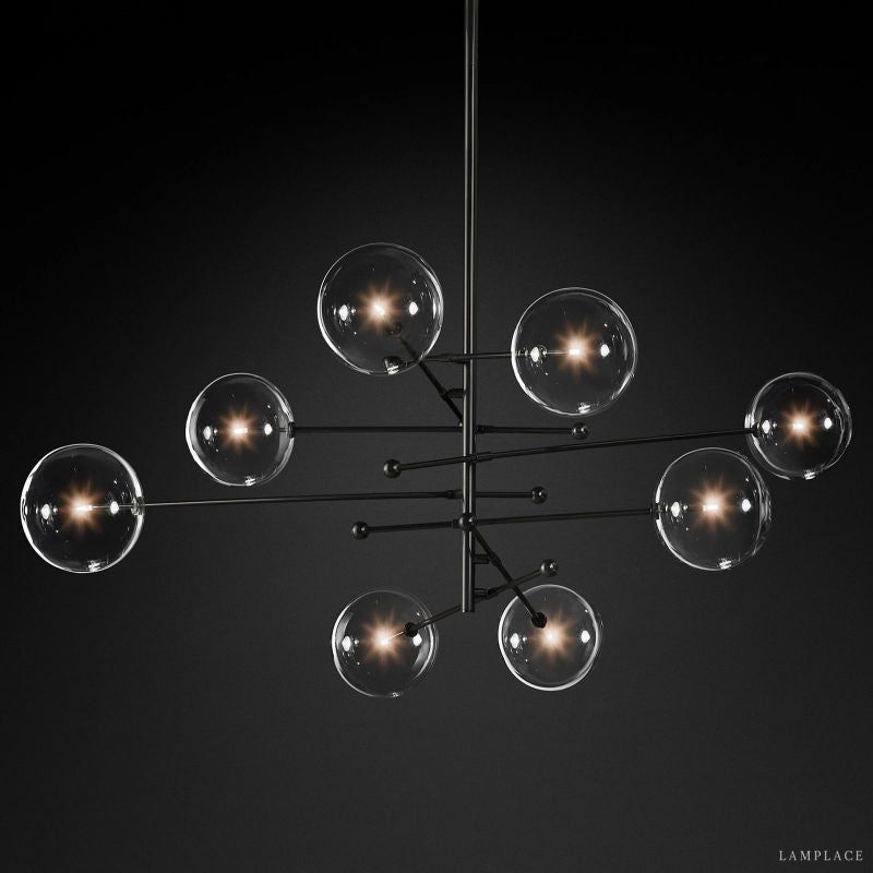 Lucelle Glass Globe Eight-Arm Chandelier 79"