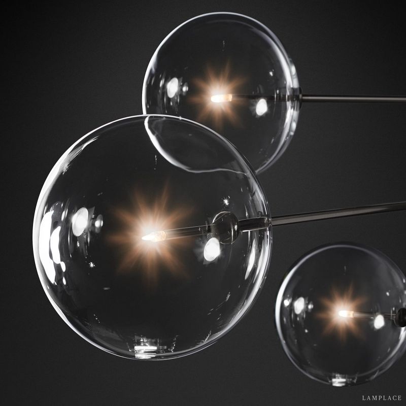 Lucelle Glass Globe Eight-Arm Chandelier 79"