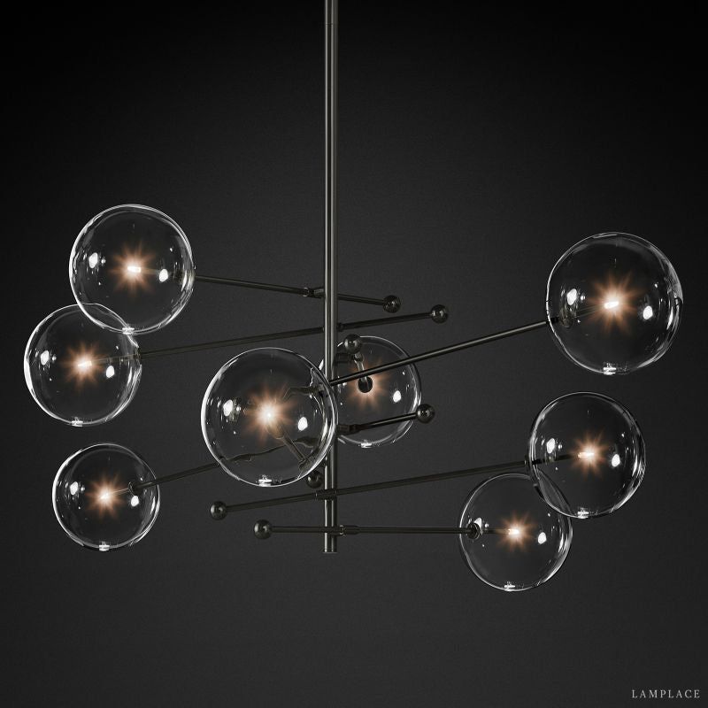 Lucelle Glass Globe Eight-Arm Chandelier 79"