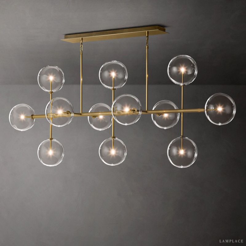 Lucelle Glass Globe Linear Chandelier 72"