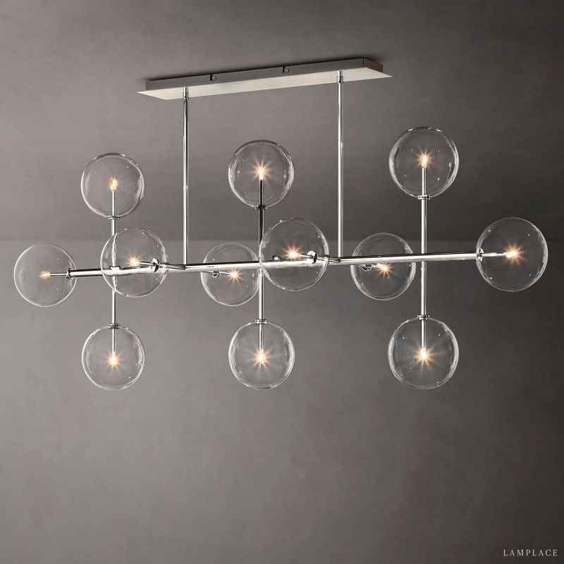 Lucelle Glass Globe Linear Chandelier 72"