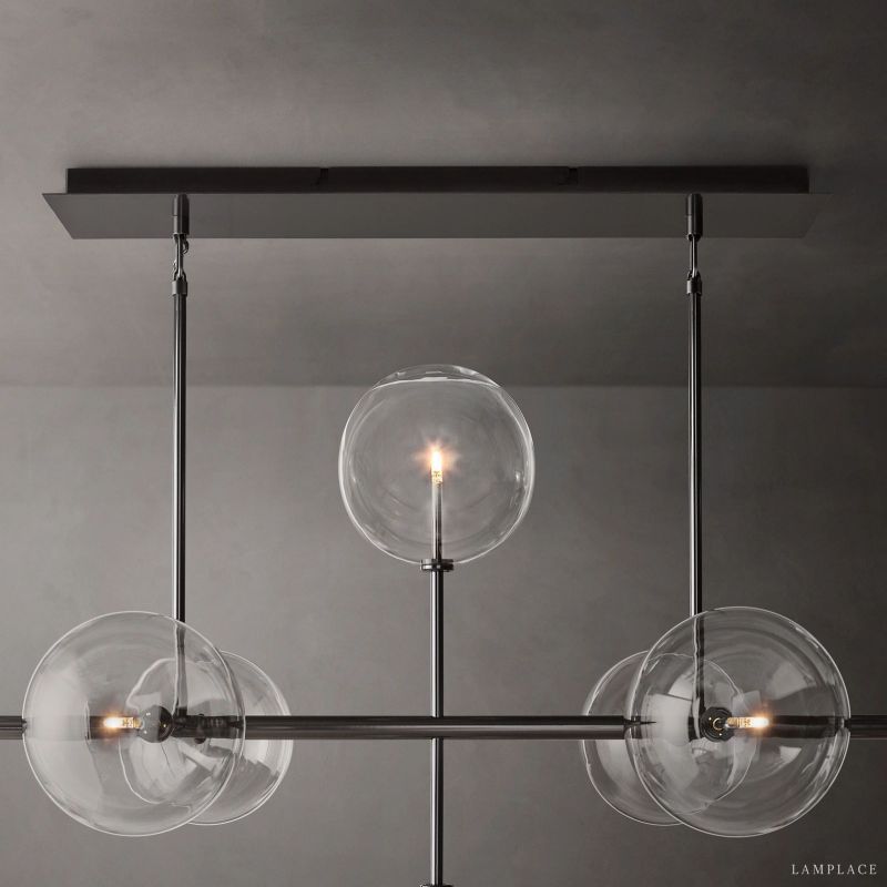 Lucelle Glass Globe Linear Chandelier 72"