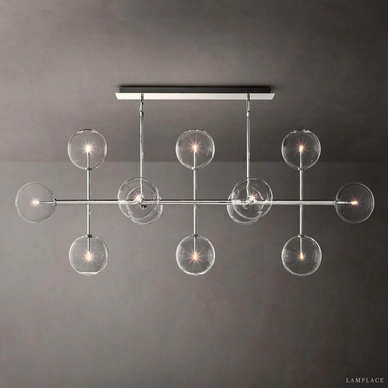 Lucelle Glass Globe Linear Chandelier 72"