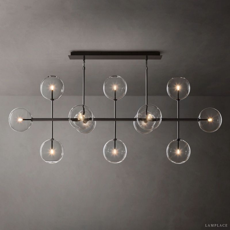 Lucelle Glass Globe Linear Chandelier 72"