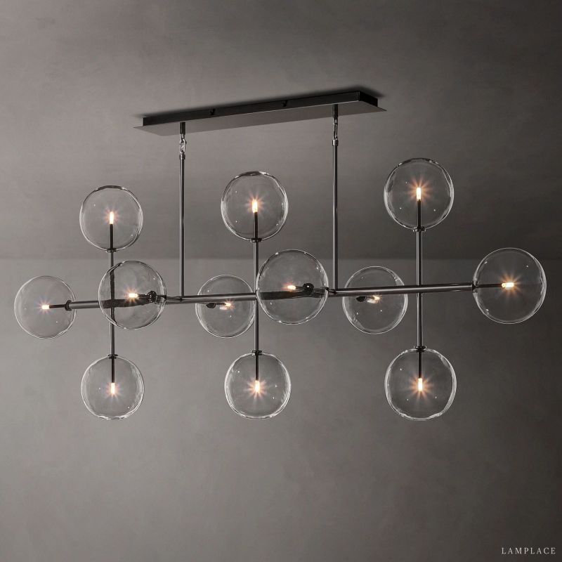 Lucelle Glass Globe Linear Chandelier 72"