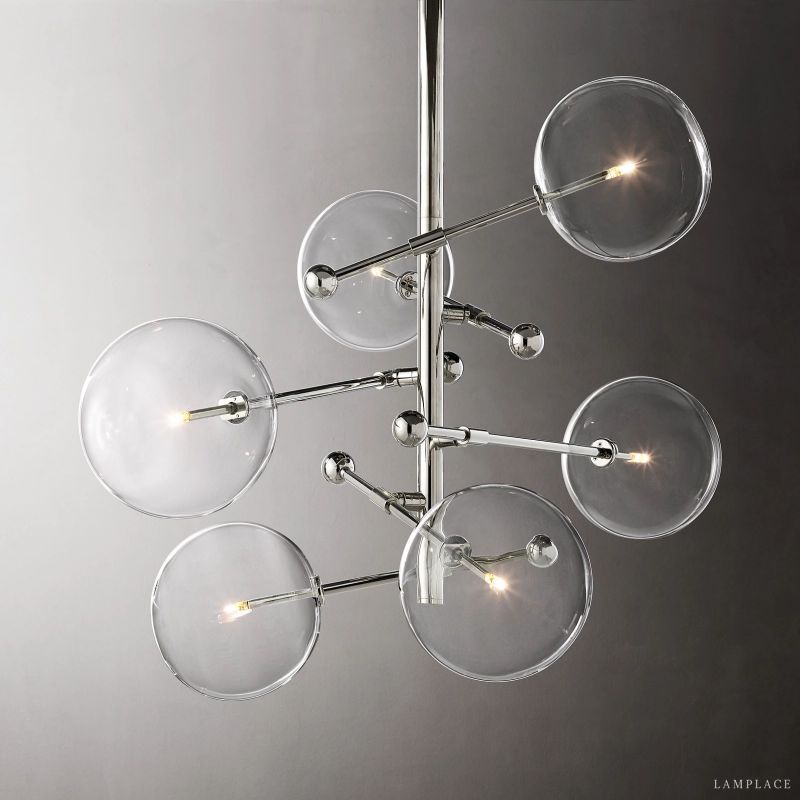 Lucelle Glass Globe Six-Arm Chandelier 40"