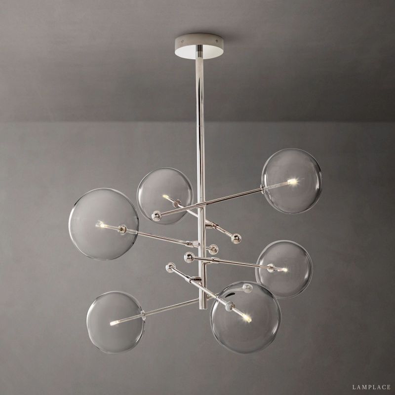 Lucelle Glass Globe Six-Arm Chandelier 55"