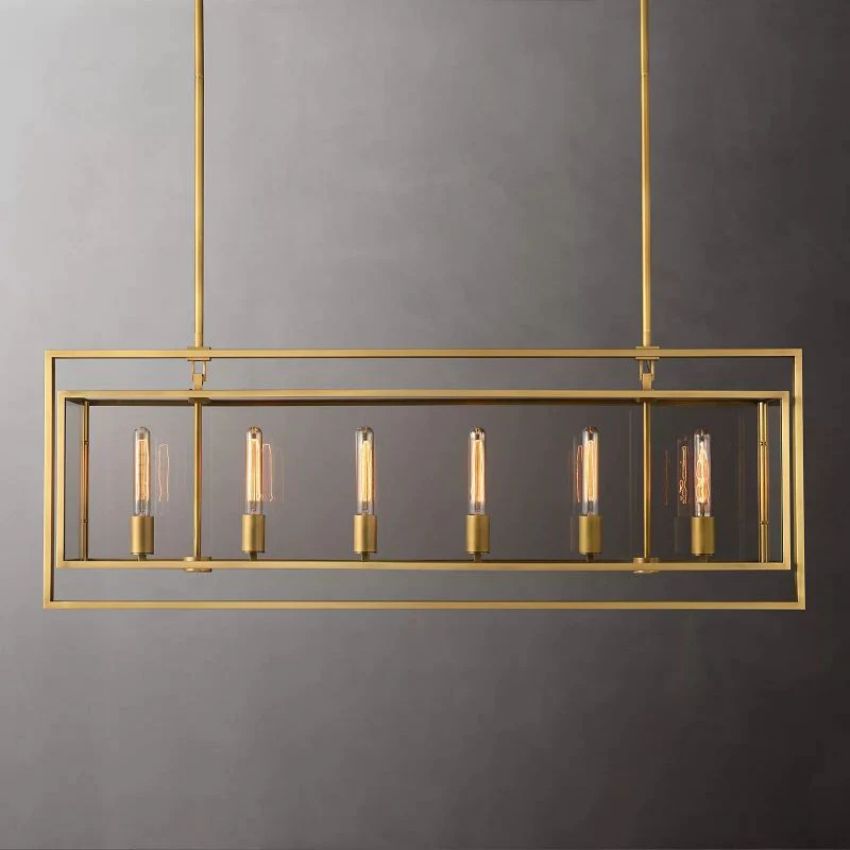 Beckman Framed Glass Rectangular Chandelier 54"