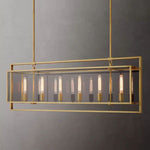 Beckman Framed Glass Rectangular Chandelier 54"