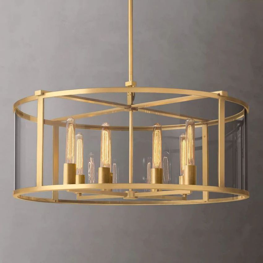 Beckman Framed Glass Round Chandelier 33"