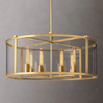 Beckman Framed Glass Round Chandelier 33"