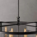 Beckman Framed Glass Round Chandelier 33"