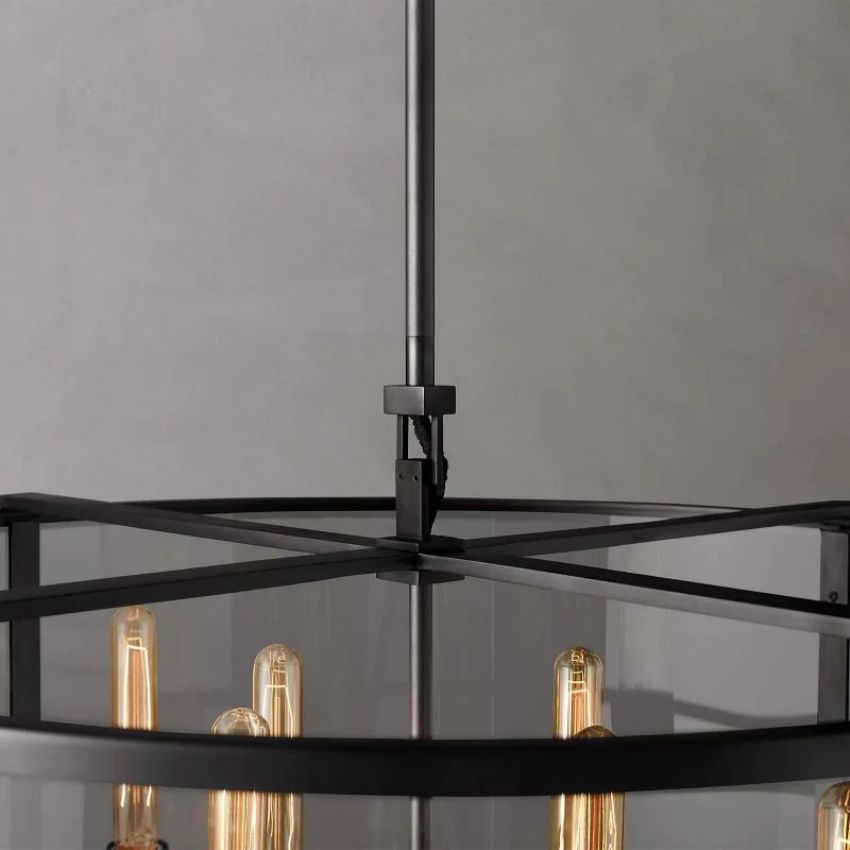 Beckman Framed Glass Round Chandelier 44"