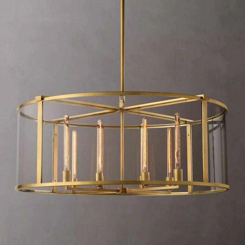Beckman Framed Glass Round Chandelier 44"