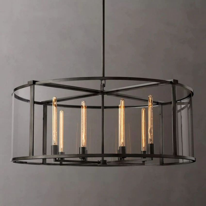 Beckman Framed Glass Round Chandelier 44"
