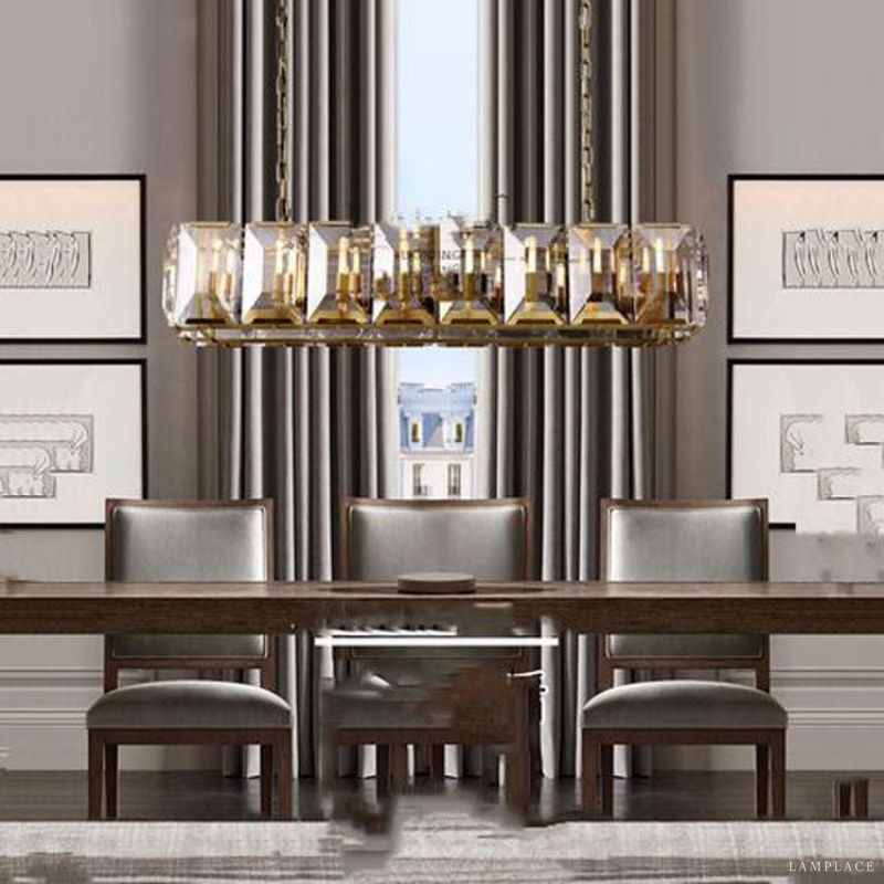 Harlow Faceted Crystal Rectangle Chandelier 62"
