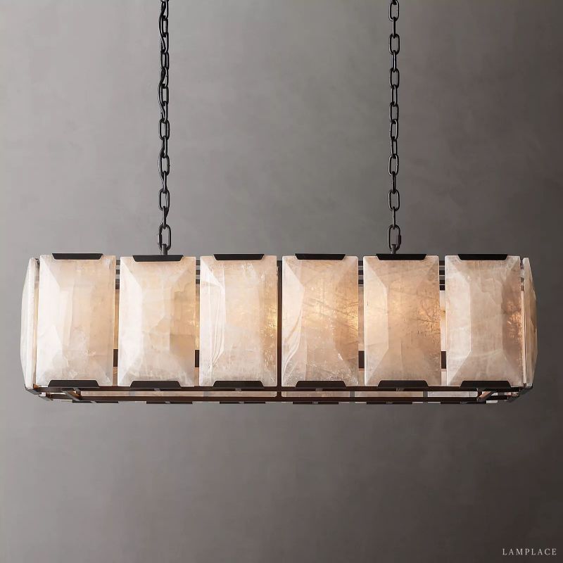 Harlow Faceted Calcite Rectangle Chandelier 42"