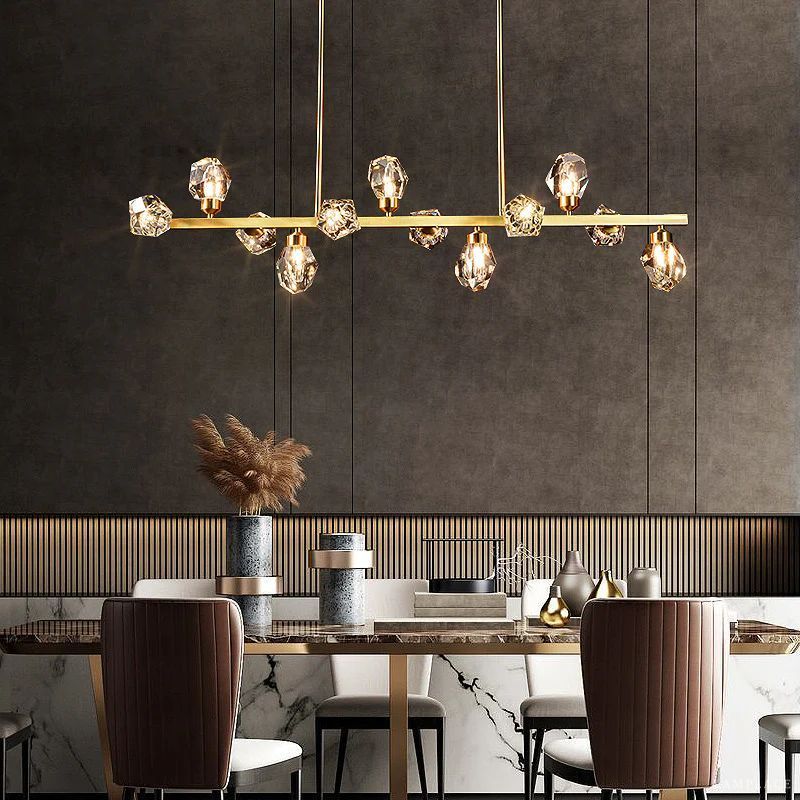 Angle Faceted Crystal Linear Chandelier