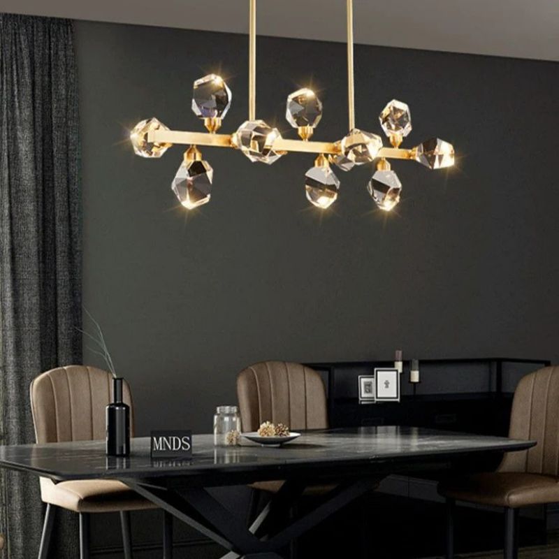 Angle Faceted Crystal Linear Chandelier