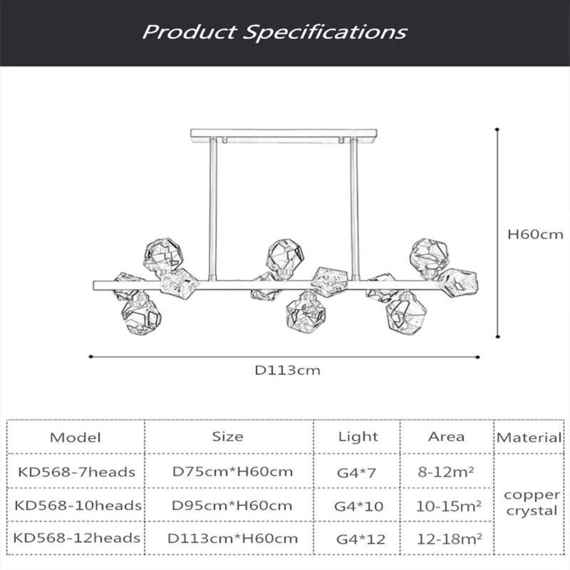 Angle Faceted Crystal Linear Chandelier