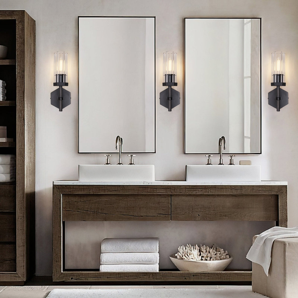 Lambert Hexagonal Glass Double Wall Sconce