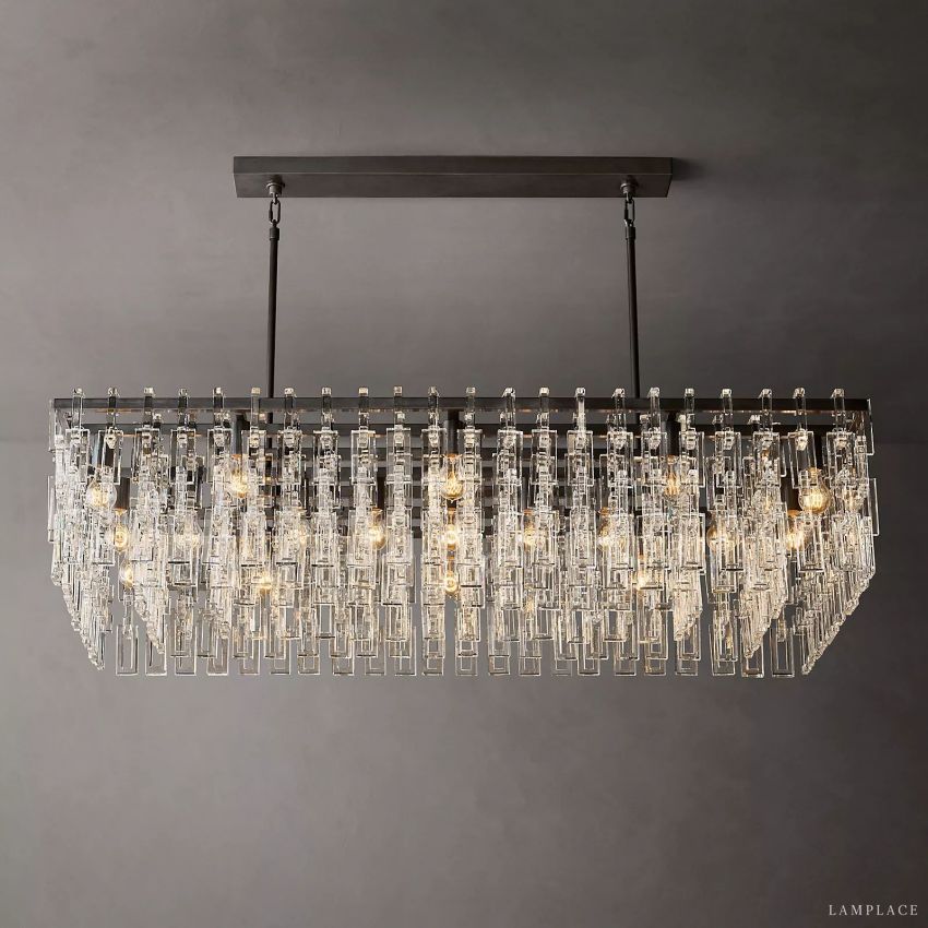 Marignan Modern Crystal Rectangle Chandelier 60"