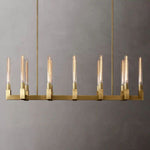 Cannele Ribbed Glass Linear Chandelier 55"