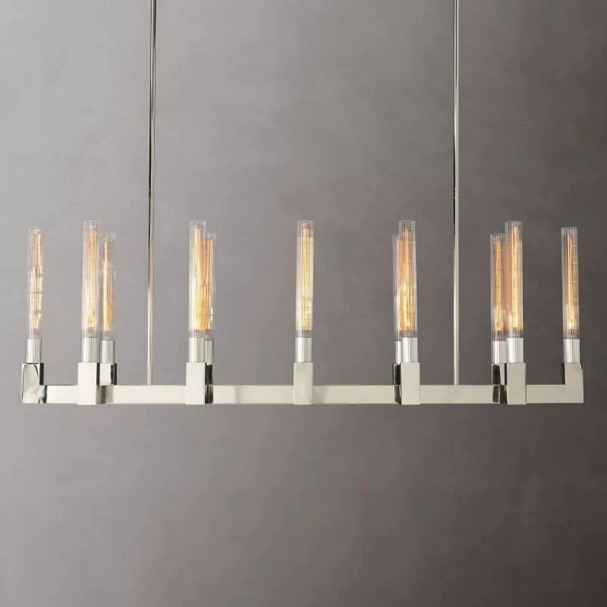 Cannele Ribbed Glass Linear Chandelier 55"