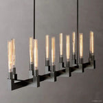 Cannele Ribbed Glass Linear Chandelier 67"