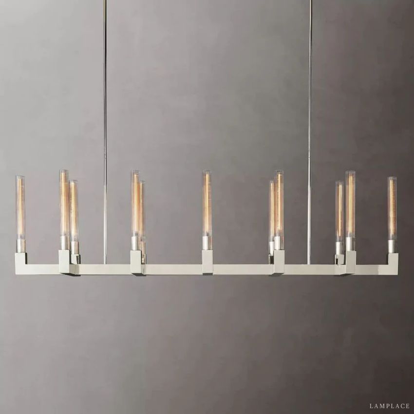 Cannele Ribbed Glass Linear Chandelier 67"