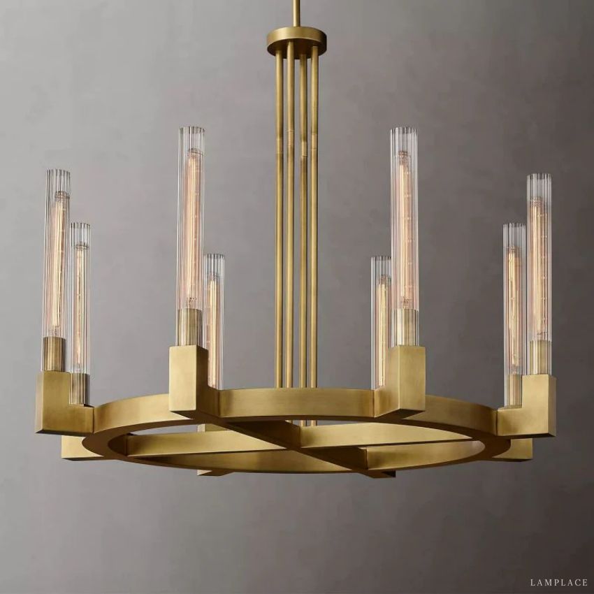 Cannele Ribbed Glass Round Chandelier 36"