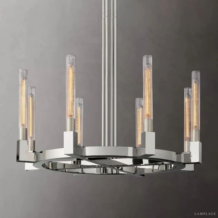 Cannele Ribbed Glass Round Chandelier 36"