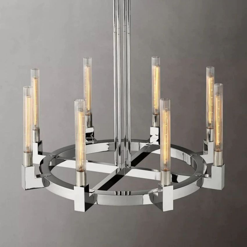 Cannele Ribbed Glass Round Chandelier 36"