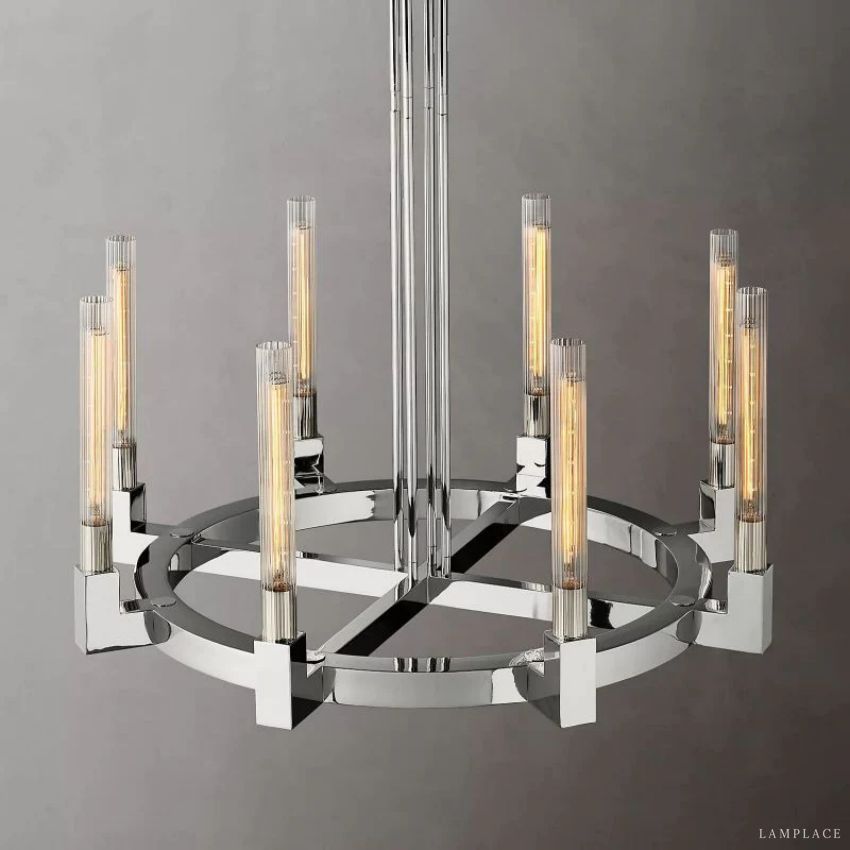 Cannele Ribbed Glass Round Chandelier 36"