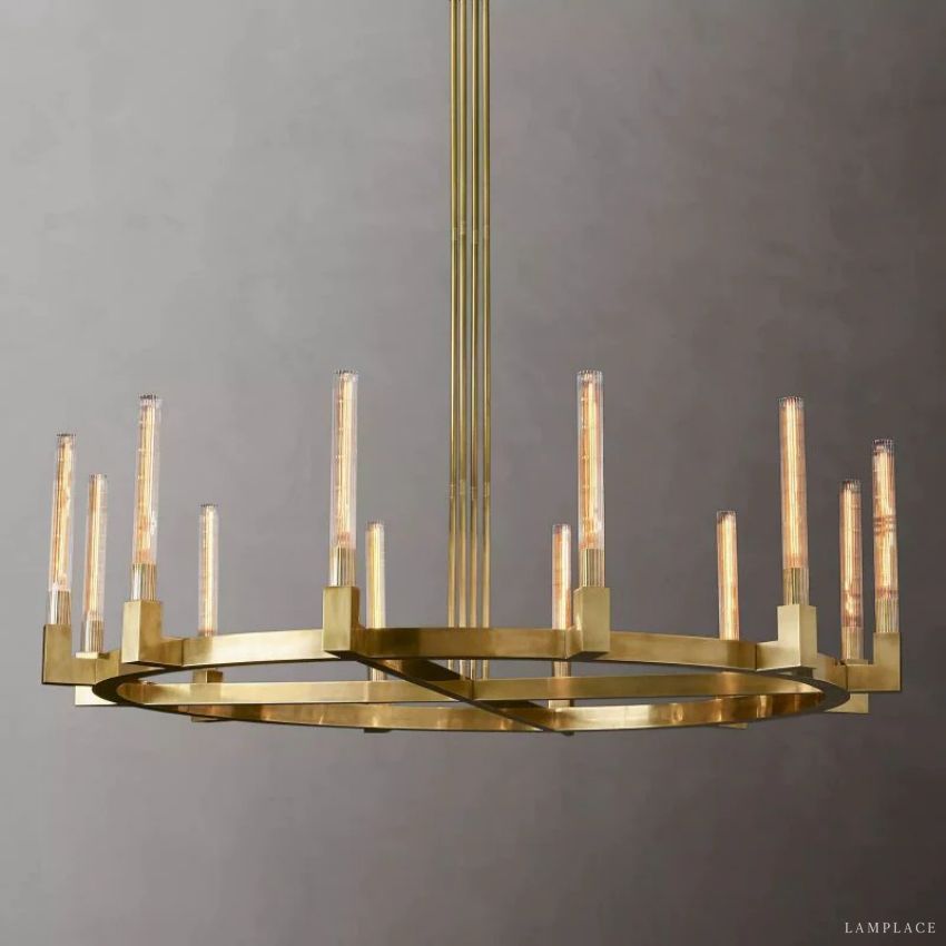 Cannele Ribbed Glass Round Chandelier 60"