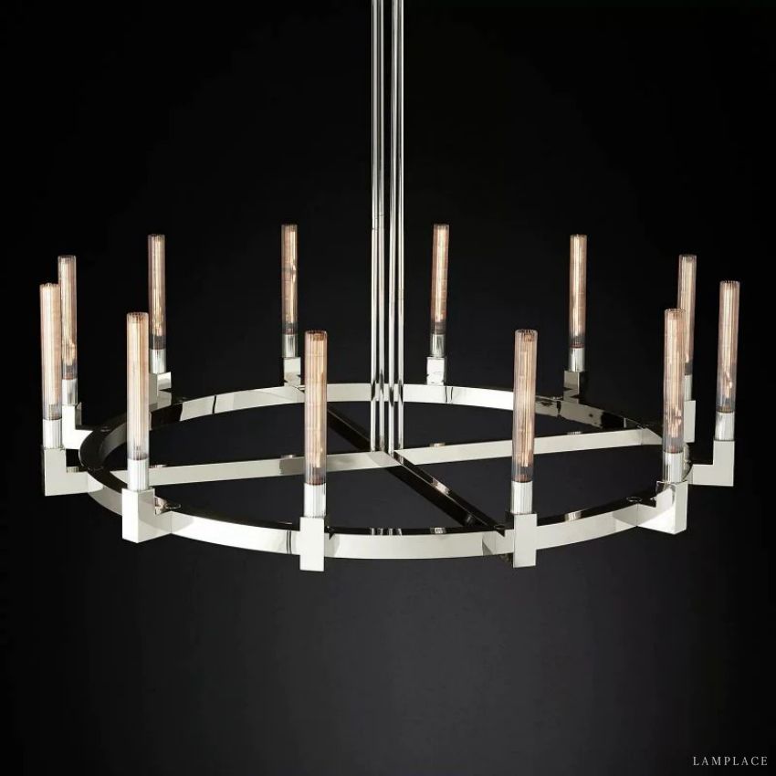 Cannele Ribbed Glass Round Chandelier 60"