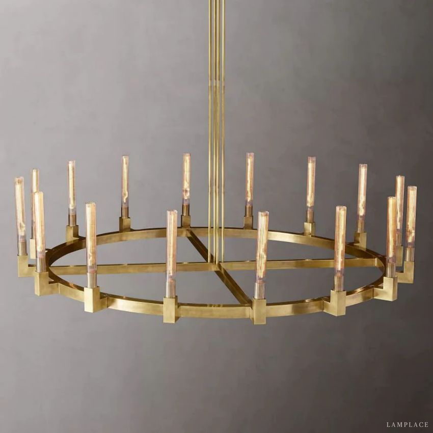 Cannele Ribbed Glass Round Chandelier 72"