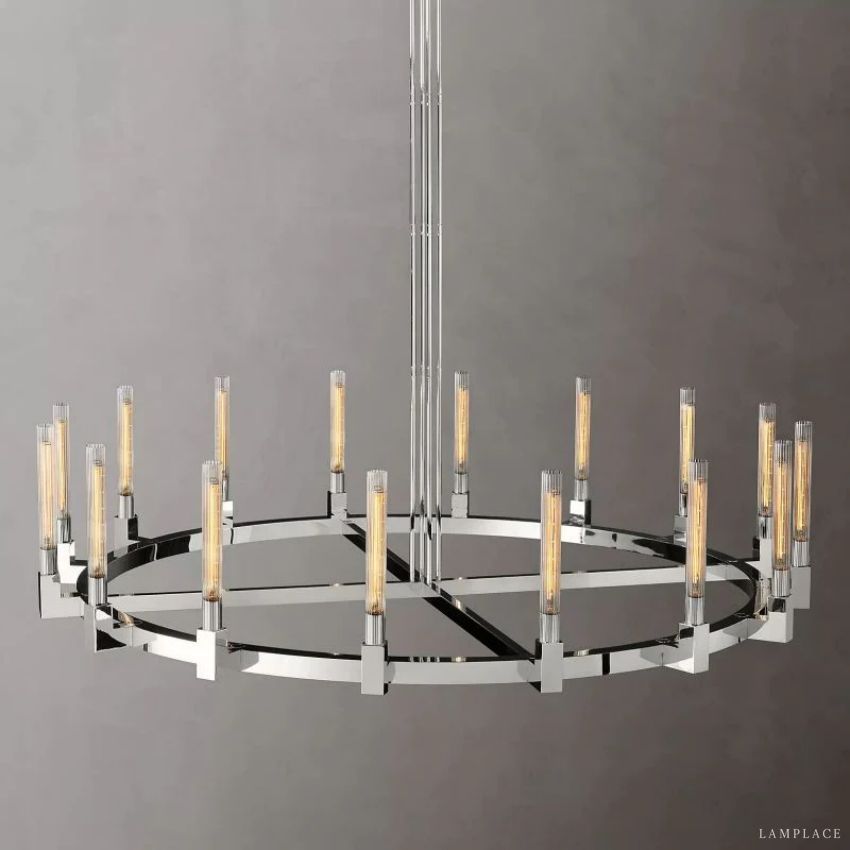 Cannele Ribbed Glass Round Chandelier 72"