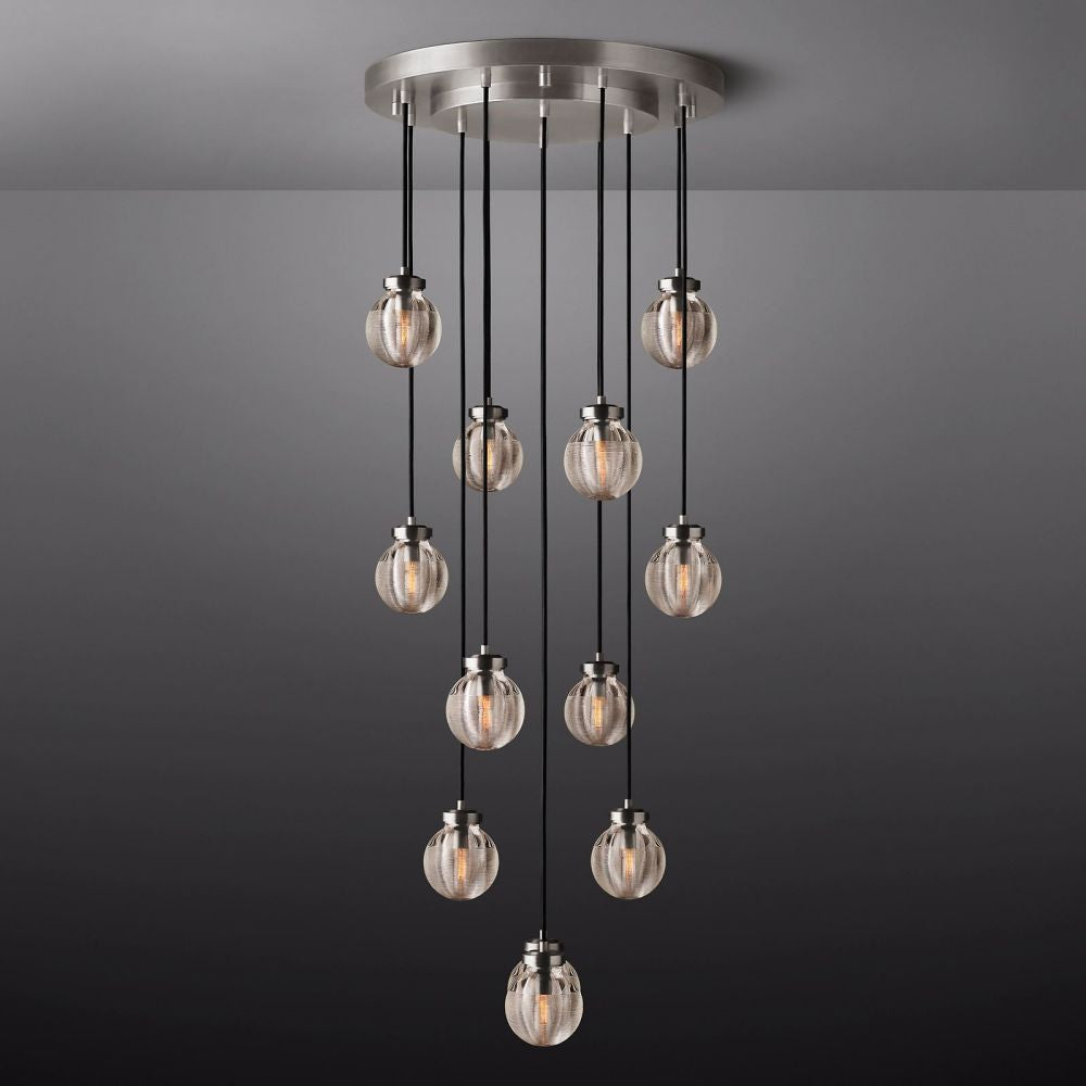Pearl Carved Inciso Round Chandelier 22"