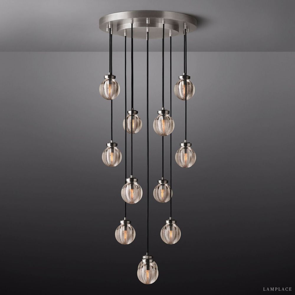Pearl Carved Inciso Round Chandelier 22"