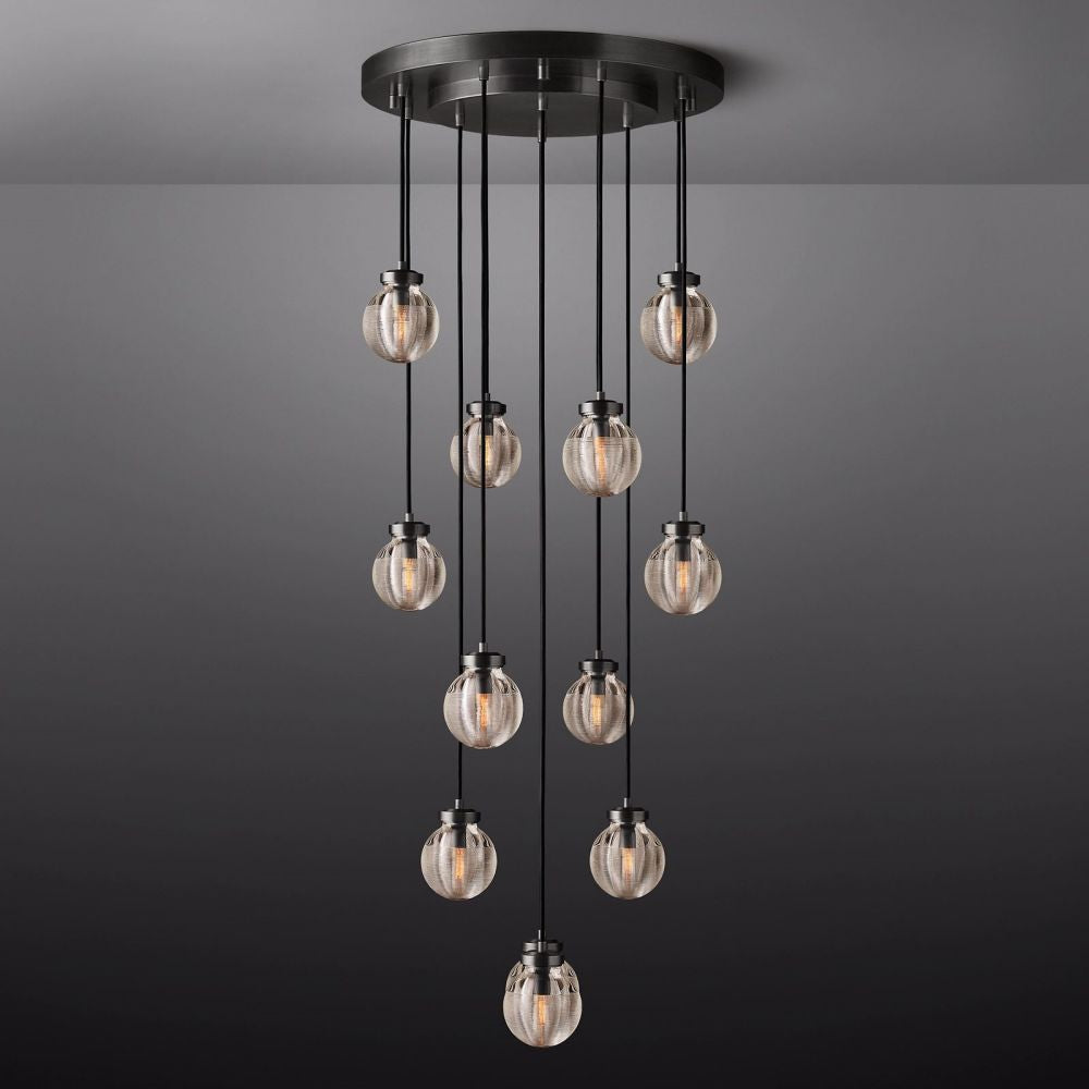 Pearl Carved Inciso Round Chandelier 22"