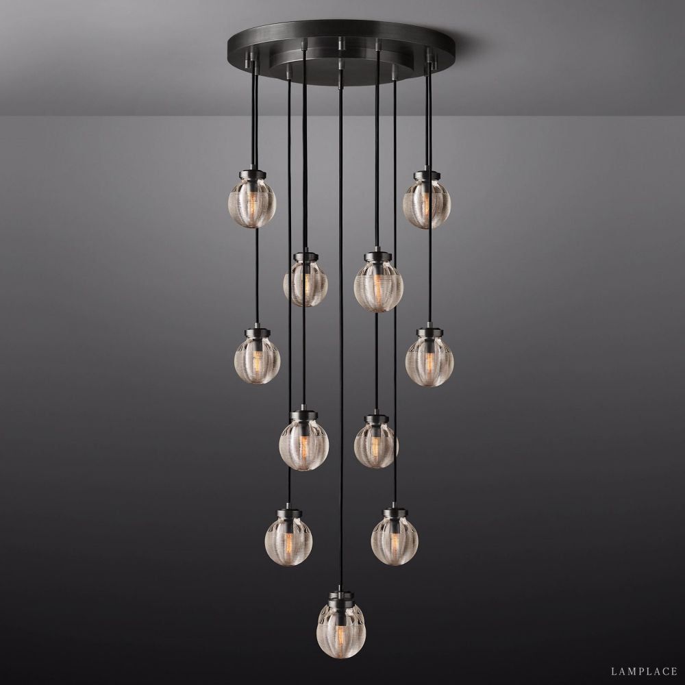 Pearl Carved Inciso Round Chandelier 22"