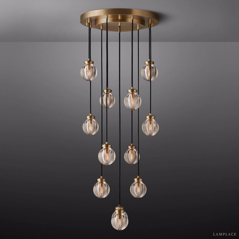 Pearl Carved Inciso Round Chandelier 22"