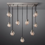 Pearl Carved Inciso Rectangle Chandelier 36"